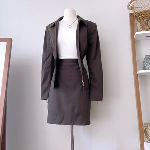 Escada Brown Wool Skirt Suit